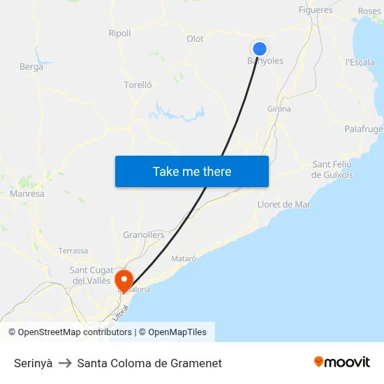 Serinyà to Santa Coloma de Gramenet map