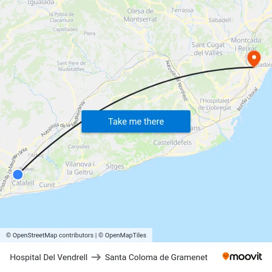Hospital Del Vendrell to Santa Coloma de Gramenet map