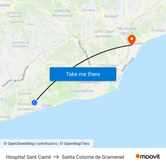 Hospital Sant Camil to Santa Coloma de Gramenet map