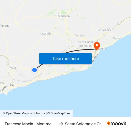 Francesc Macià - Montmell (Bisbal) to Santa Coloma de Gramenet map