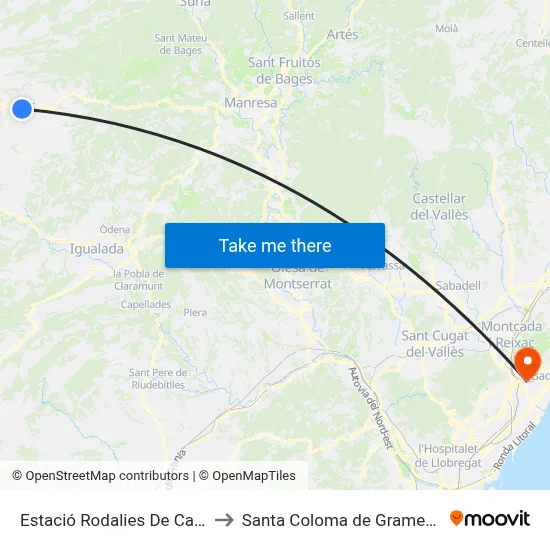 Estació Rodalies De Calaf to Santa Coloma de Gramenet map