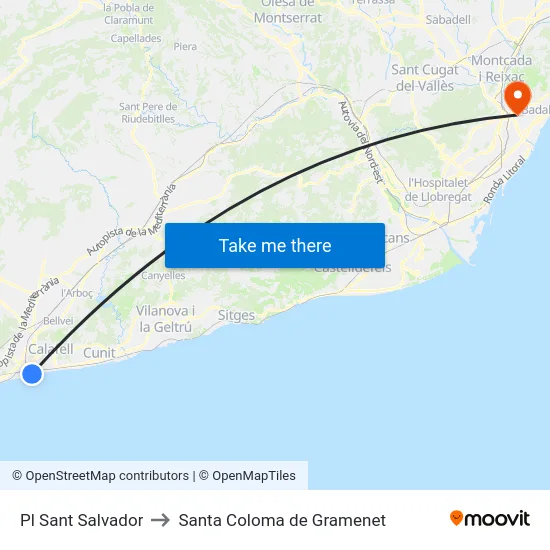 Pl Sant Salvador to Santa Coloma de Gramenet map