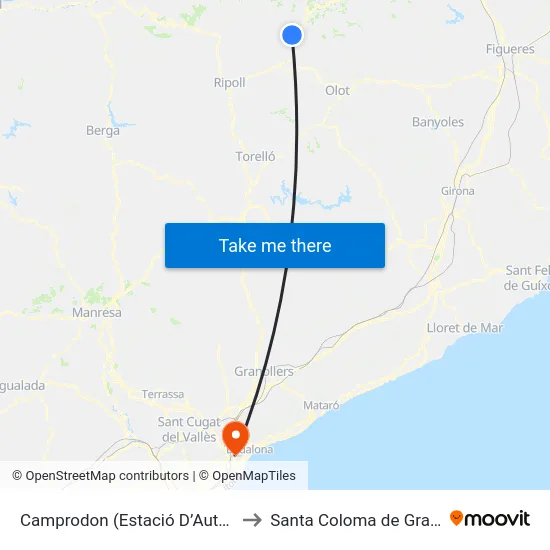 Camprodon  (Estació D’Autobusos) to Santa Coloma de Gramenet map
