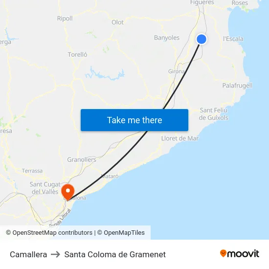 Camallera to Santa Coloma de Gramenet map