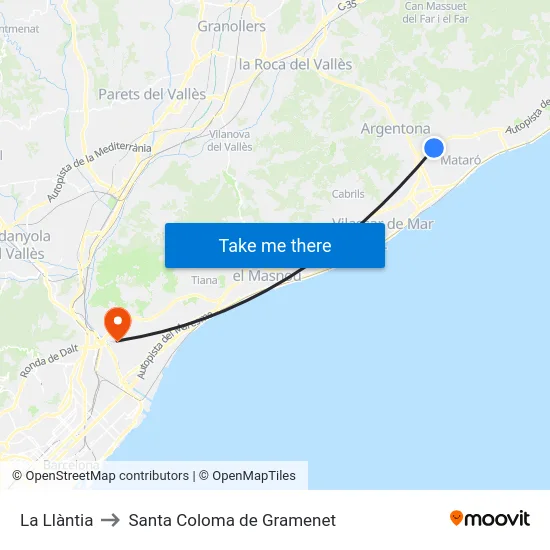 La Llàntia to Santa Coloma de Gramenet map