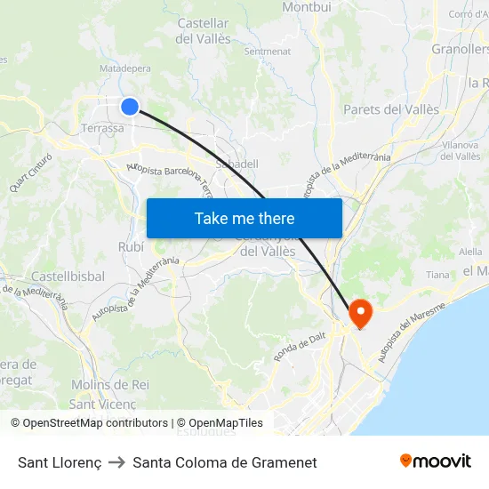 Sant Llorenç to Santa Coloma de Gramenet map