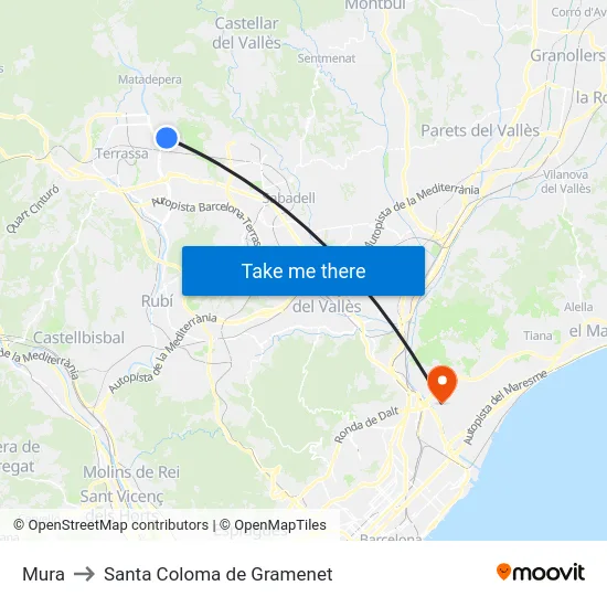 Mura to Santa Coloma de Gramenet map