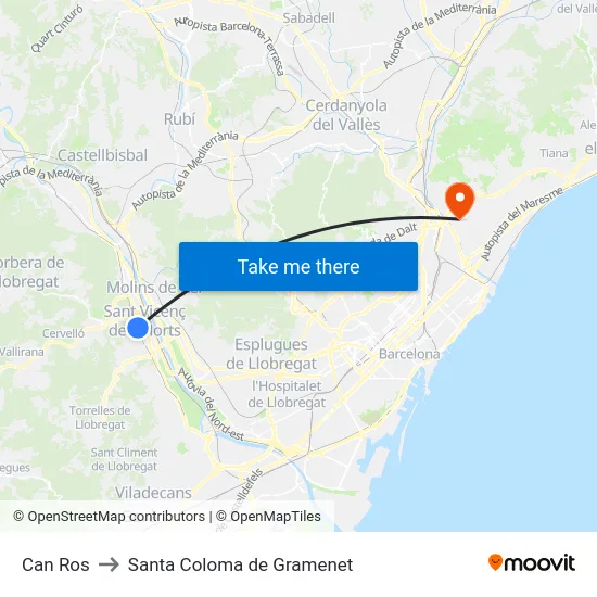 Can Ros to Santa Coloma de Gramenet map
