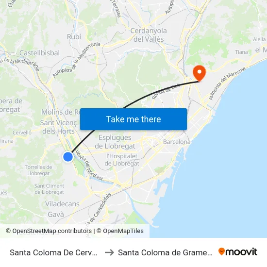 Santa Coloma De Cervelló to Santa Coloma de Gramenet map