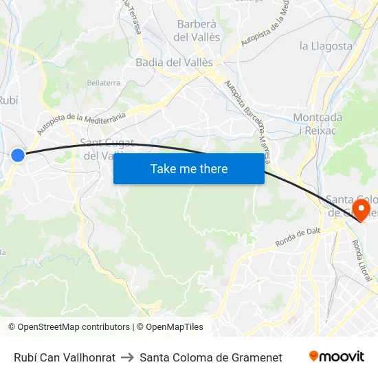 Rubí Can Vallhonrat to Santa Coloma de Gramenet map
