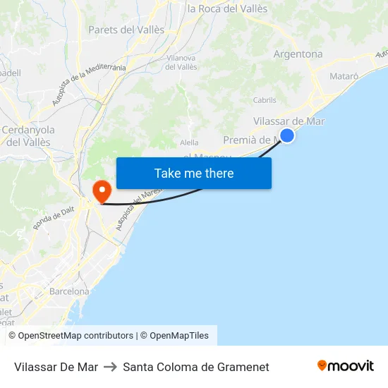 Vilassar De Mar to Santa Coloma de Gramenet map