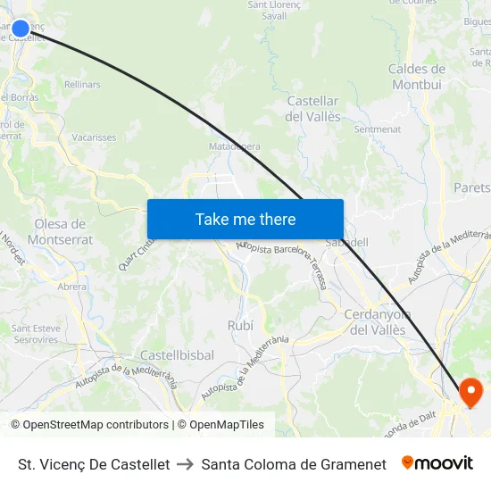 St. Vicenç De Castellet to Santa Coloma de Gramenet map