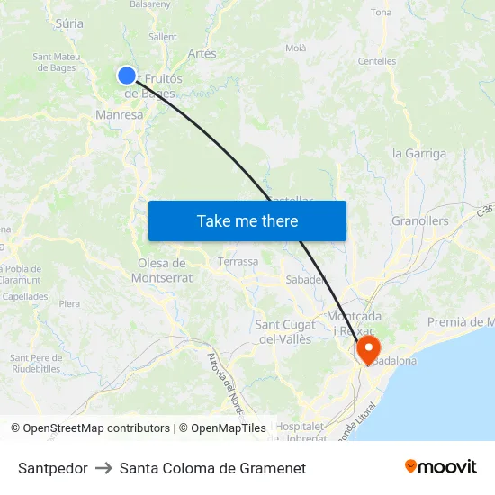 Santpedor to Santa Coloma de Gramenet map
