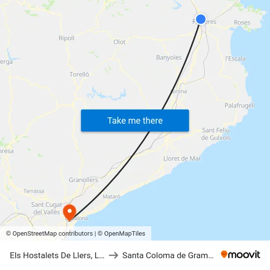 Els Hostalets De Llers, Llers to Santa Coloma de Gramenet map
