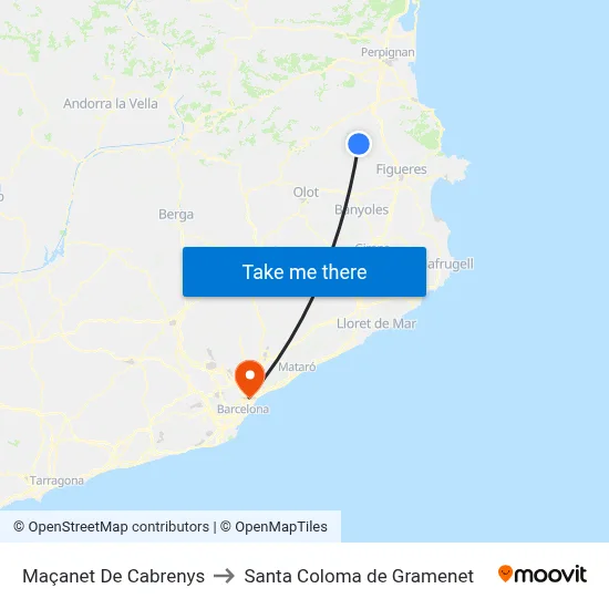 Maçanet De Cabrenys to Santa Coloma de Gramenet map