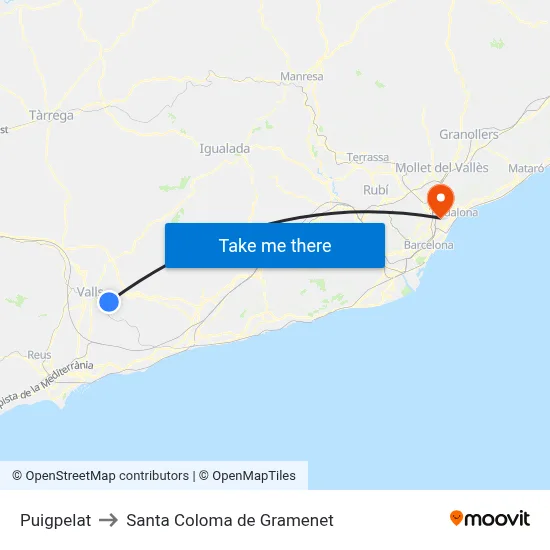 Puigpelat to Santa Coloma de Gramenet map