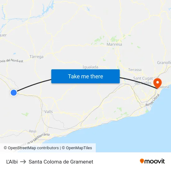 L'Albi to Santa Coloma de Gramenet map