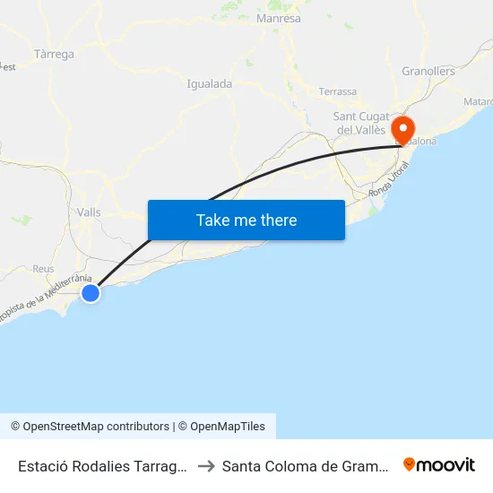 Estació Rodalies Tarragona to Santa Coloma de Gramenet map