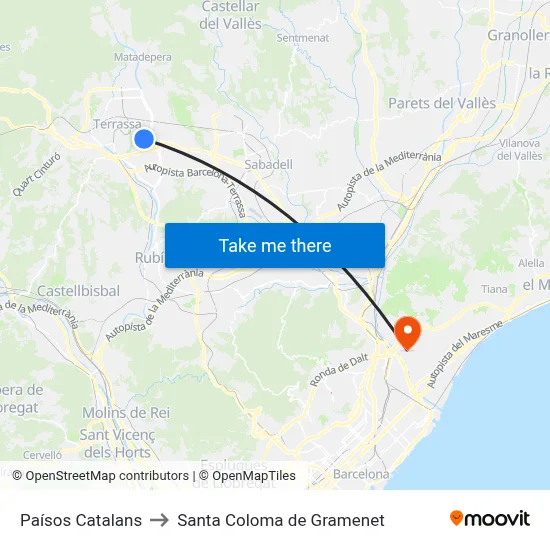 Paísos Catalans to Santa Coloma de Gramenet map