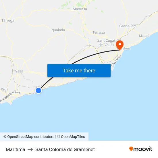 Marítima to Santa Coloma de Gramenet map