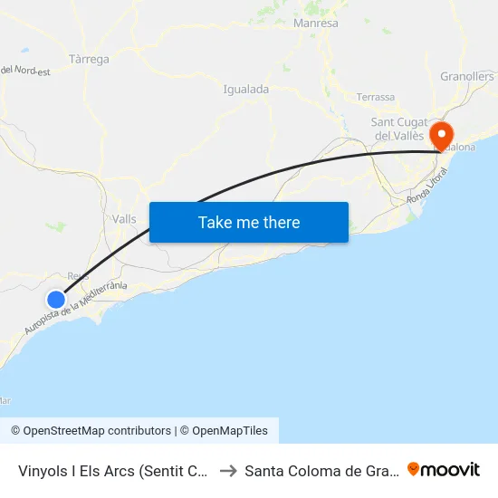 Vinyols I Els Arcs (Sentit Cambrils) to Santa Coloma de Gramenet map