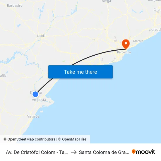 Av. De Cristòfol Colom - Tarragona to Santa Coloma de Gramenet map