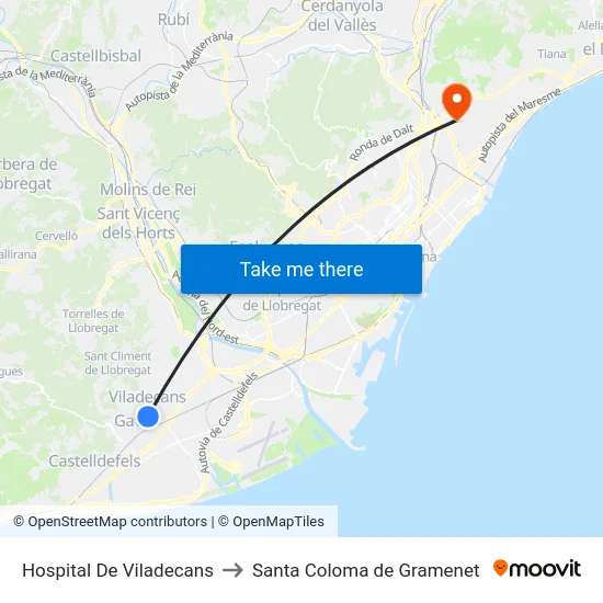Hospital De Viladecans to Santa Coloma de Gramenet map