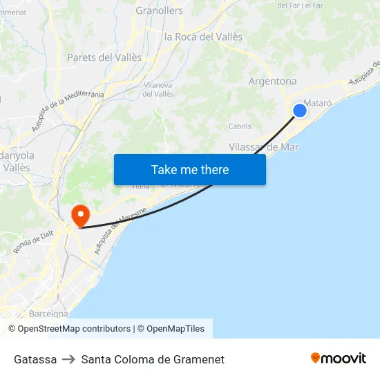 Gatassa to Santa Coloma de Gramenet map