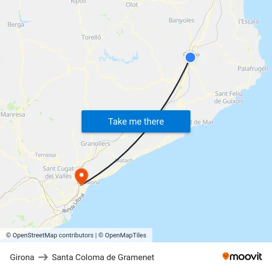 Girona to Santa Coloma de Gramenet map