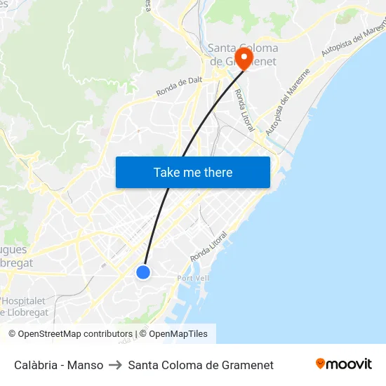 Calàbria - Manso to Santa Coloma de Gramenet map