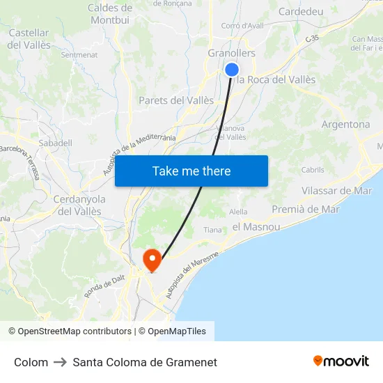 Colom to Santa Coloma de Gramenet map