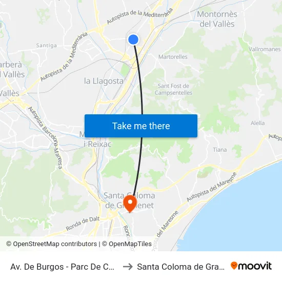 Av. De Burgos - Parc De Can Mulà to Santa Coloma de Gramenet map
