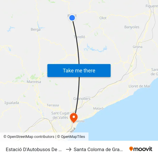 Estació D'Autobusos De Ripoll to Santa Coloma de Gramenet map