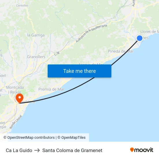 Ca La Guido to Santa Coloma de Gramenet map