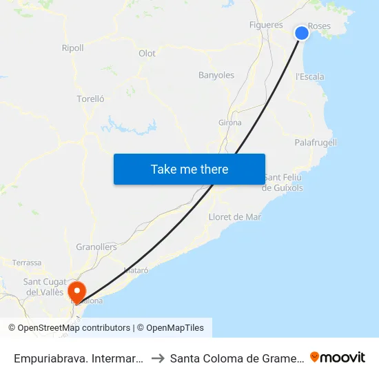 Empuriabrava. Intermarché to Santa Coloma de Gramenet map