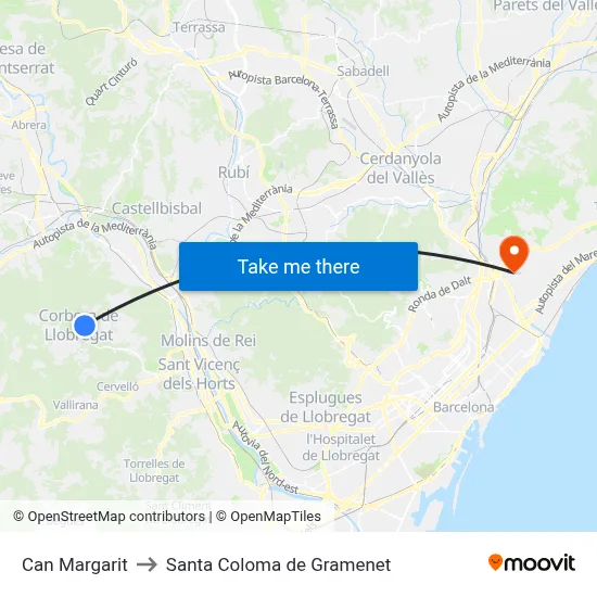 Can Margarit to Santa Coloma de Gramenet map