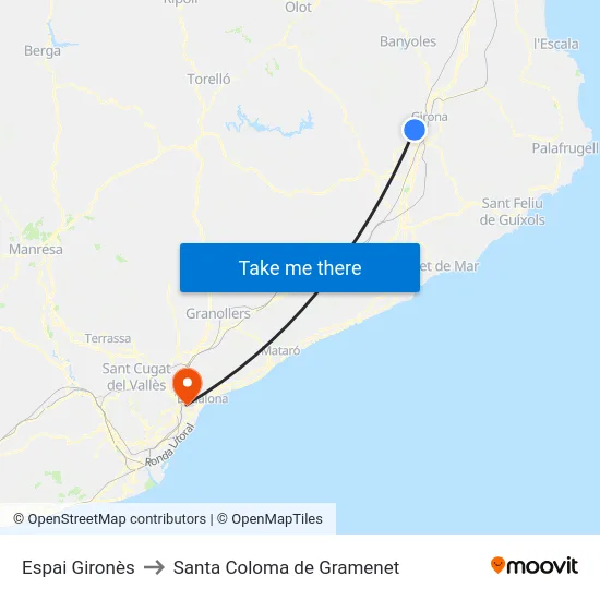 Espai Gironès to Santa Coloma de Gramenet map