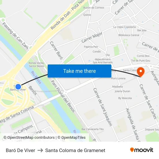 Baró De Viver to Santa Coloma de Gramenet map