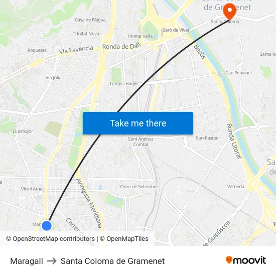 Maragall to Santa Coloma de Gramenet map