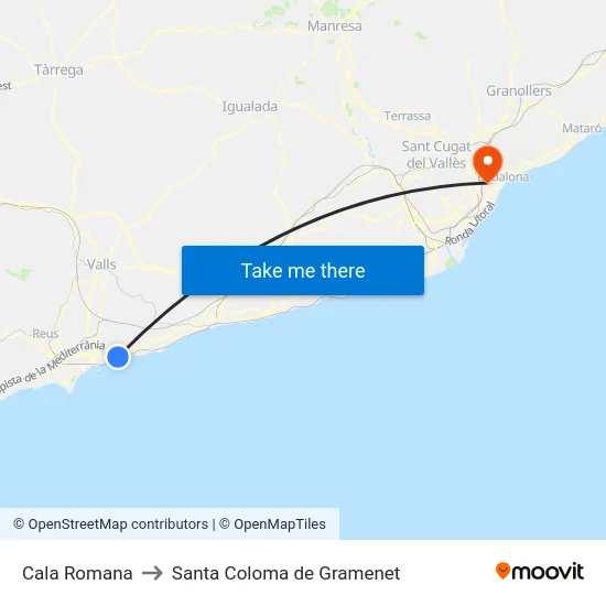 Cala Romana to Santa Coloma de Gramenet map