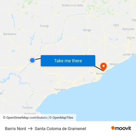 Barris Nord to Santa Coloma de Gramenet map