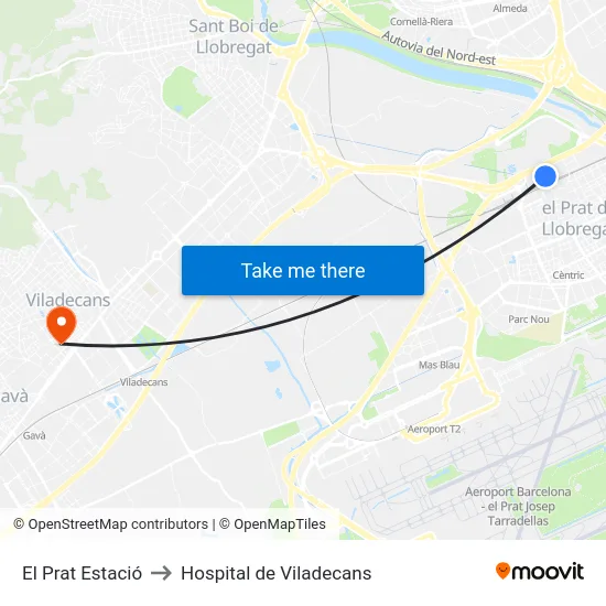 El Prat Estació to Hospital de Viladecans map