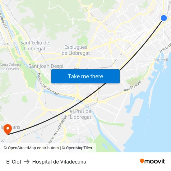 El Clot to Hospital de Viladecans map