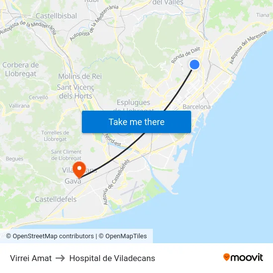 Virrei Amat to Hospital de Viladecans map