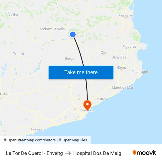 La Tor De Querol - Enveitg to Hospital Dos De Maig map