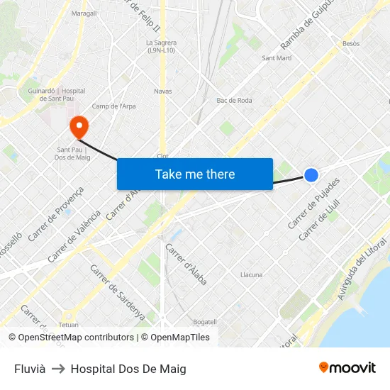 Fluvià to Hospital Dos De Maig map