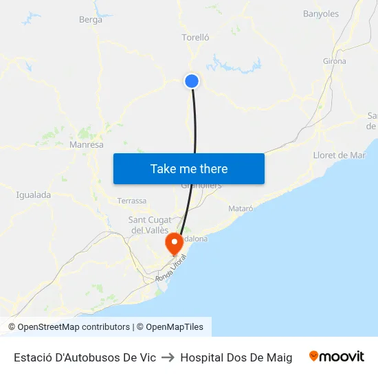 Estació D'Autobusos De Vic to Hospital Dos De Maig map