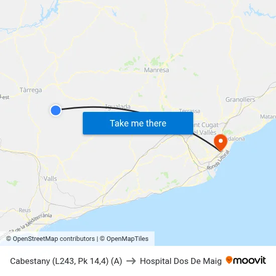 Cabestany (L243, Pk 14,4) (A) to Hospital Dos De Maig map