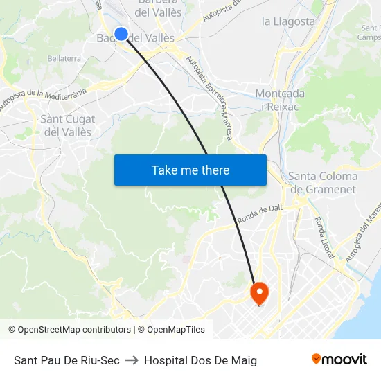 Sant Pau De Riu-Sec to Hospital Dos De Maig map