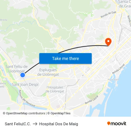 Sant Feliu|C.C. to Hospital Dos De Maig map